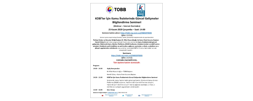 KOBİ’ler İçin Kamu İhalelerinde Güncel Gelişmeler Bilgilendirme Semineri